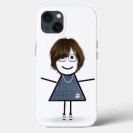 Stokpoppetje in sneakers met haar Case-Mate iPhone case