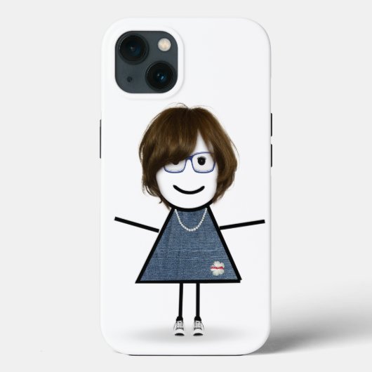 Stokpoppetje in sneakers met haar Case-Mate iPhone case (Achterkant)