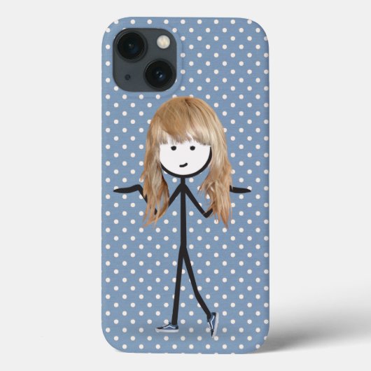 Stokpoppetje Met Blond Haar op Stippen Case-Mate iPhone Case (Achterkant)
