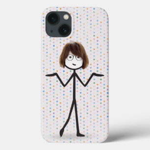 Stokpoppetje met bril op stippen Case-Mate iPhone case