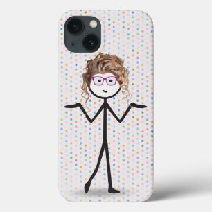 Stokpoppetje met bril op stippen Case-Mate iPhone case