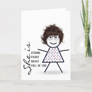 Stokpoppetje met haar voor mama kaart