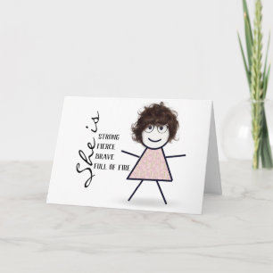 Stokpoppetje met haar voor mama kaart