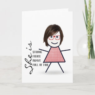 Stokpoppetje met haar voor zus kaart