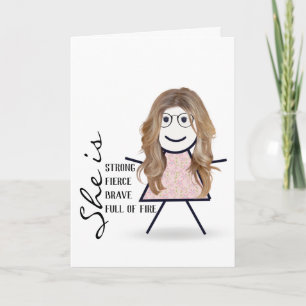 Stokpoppetje met haar voor zus kaart