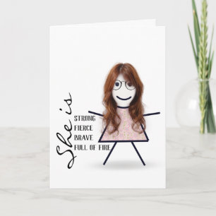 Stokpoppetje met haar voor zus kaart