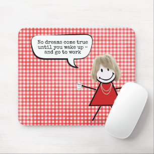 Stokpoppetje Met Koffiekop Op Gingham Muismat