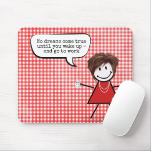 Stokpoppetje Met Koffiekop Op Gingham Muismat