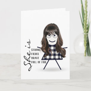 Stokpoppetje met lang haar voor zus kaart