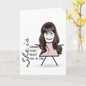 Stokpoppetje met lang haar voor zus kaart (Gele Bloem)