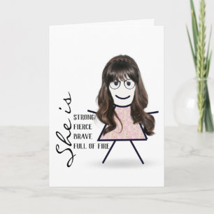 Stokpoppetje met lang haar voor zus kaart
