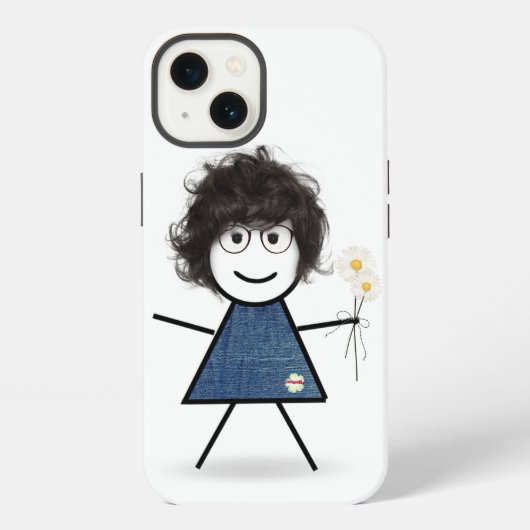 Stokpoppetje met Madeliefjes   iPhone Hoesje (Achterkant)