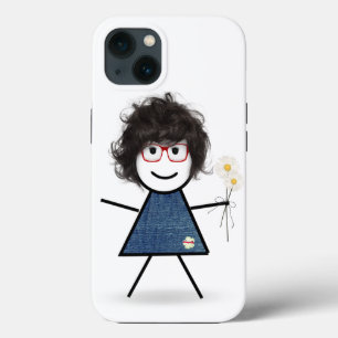 Stokpoppetje Met Rode Bril en Madeliefjes Case-Mate iPhone Case