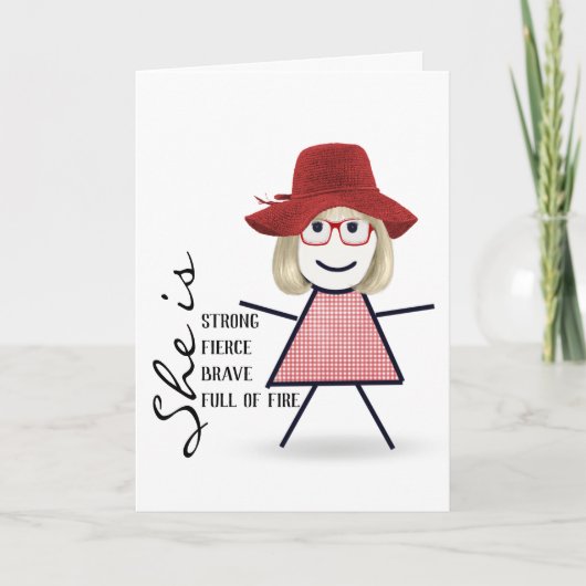 Stokpoppetje met rode hoed kaart (Voorkant)