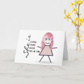 Stokpoppetje met roze voor Moeder Kaart (Gele Bloem)