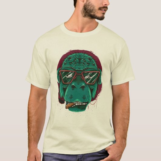 stokrokende aap t-shirt (Voorkant)
