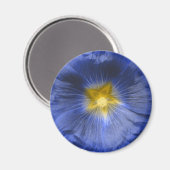 Stokroos Bloem Mooie Blauwe Magneet (Voorkant / Achterkant)