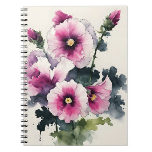 Stokroos - Watercolor bloemen Notitieboek
