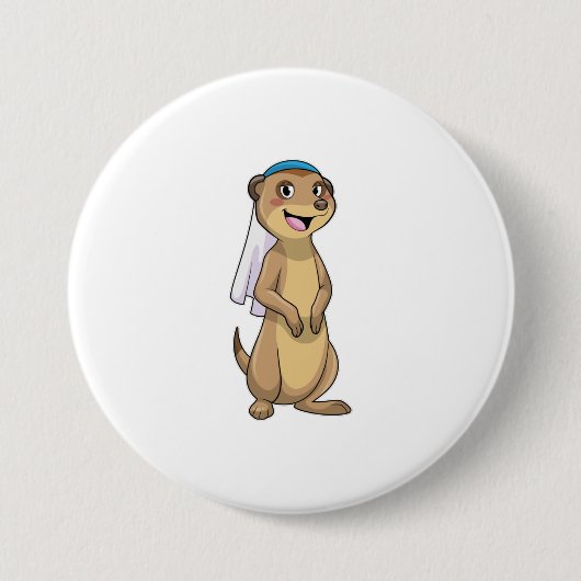 Stokstaartbruid met sluier ronde button 7,6 cm (Voorkant)
