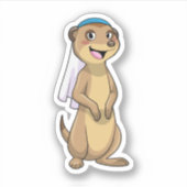 Stokstaartbruid met sluier sticker (Voorkant)