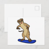 Stokstaartje als snowboarder met snowboard briefkaart (Voorkant / Achterkant)