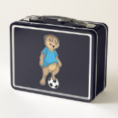 Stokstaartje als voetballer met voetbal (Achterkant)