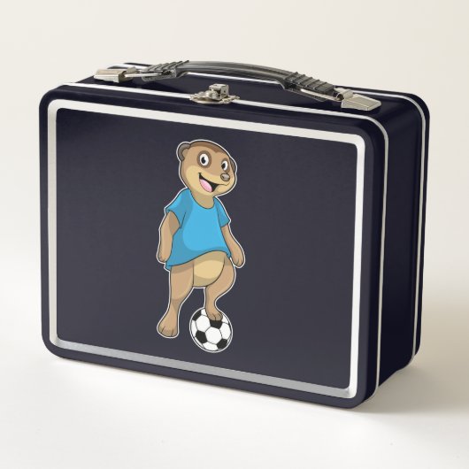Stokstaartje als voetballer met voetbal (Voorkant)