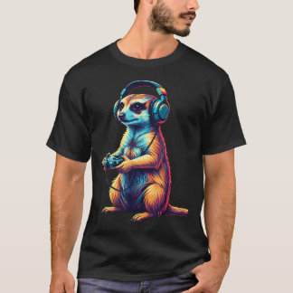 Stokstaartje Gaming Dier Videogames Grappig T-shirt