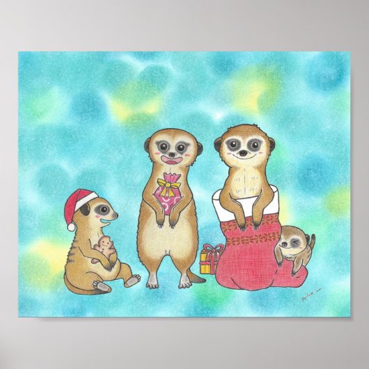 Stokstaartje Kerst Feest Dieren Nursery Poster (Voorkant)