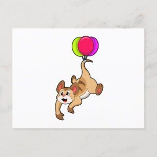 Stokstaartje met ballon briefkaart