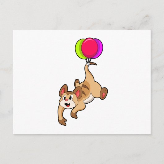 Stokstaartje met ballon briefkaart (Voorkant)