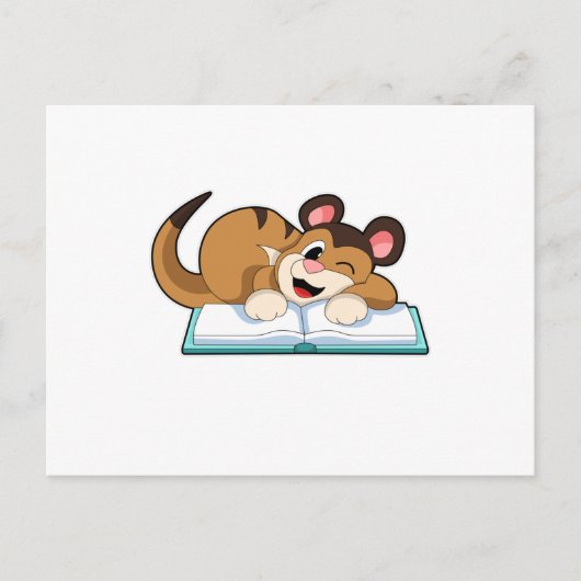 Stokstaartje met boek briefkaart (Voorkant)