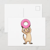 Stokstaartje met Donut Briefkaart (Voorkant / Achterkant)