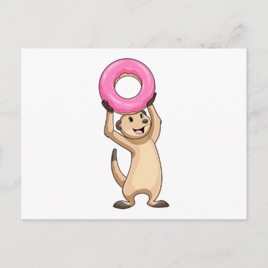 Stokstaartje met Donut Briefkaart (Voorkant)