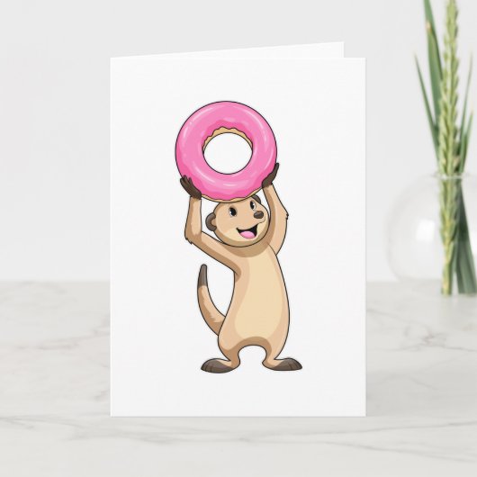 Stokstaartje met Donut Kaart (Voorkant)