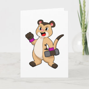 Stokstaartje met halter kaart
