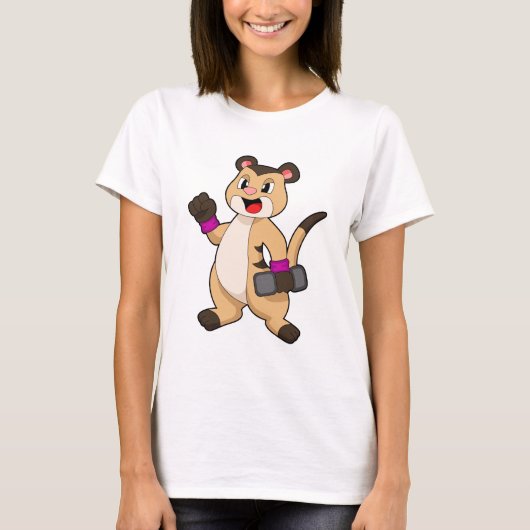 Stokstaartje met halter t-shirt (Voorkant)