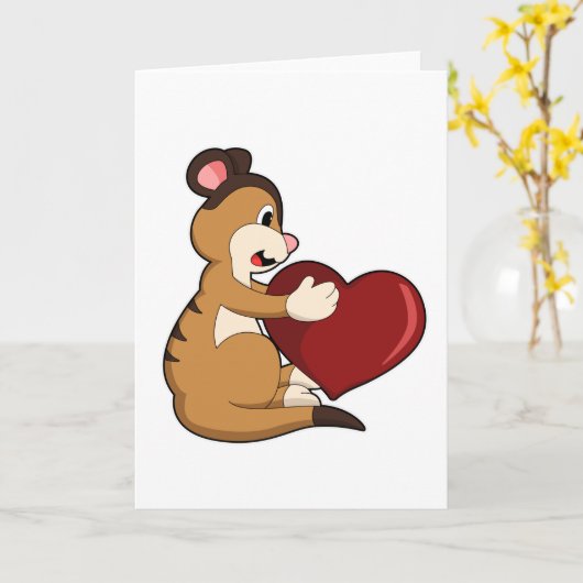 Stokstaartje met Hart Kaart (Gele Bloem)