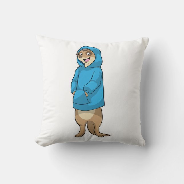 Stokstaartje met Hoodie Kussen (Voorkant)
