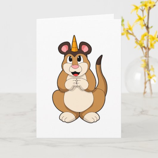 Stokstaartje met Hoorn Kaart (Gele Bloem)