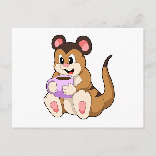 Stokstaartje met kopje koffie briefkaart (Voorkant)