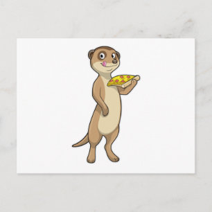 Stokstaartje met Pizza Briefkaart