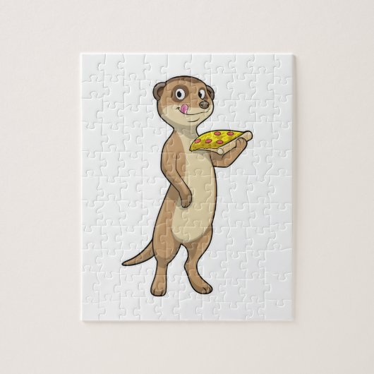 Stokstaartje met Pizza Legpuzzel (Verticaal)