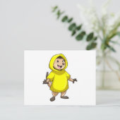 Stokstaartje met regenjas briefkaart (Staand voorkant)