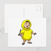 Stokstaartje met regenjas briefkaart (Voorkant / Achterkant)