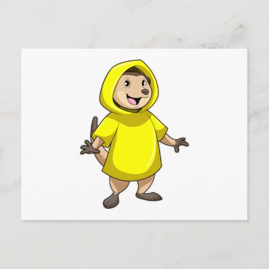 Stokstaartje met regenjas briefkaart (Voorkant)