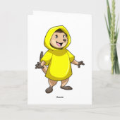 Stokstaartje met regenjas kaart (Achterkant)