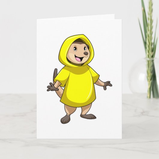 Stokstaartje met regenjas kaart (Voorkant)