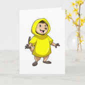 Stokstaartje met regenjas kaart (Gele Bloem)