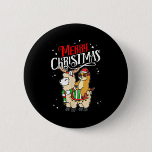 Stokstaartje vrolijk kerst rendier lama rijden sto ronde button 5,7 cm